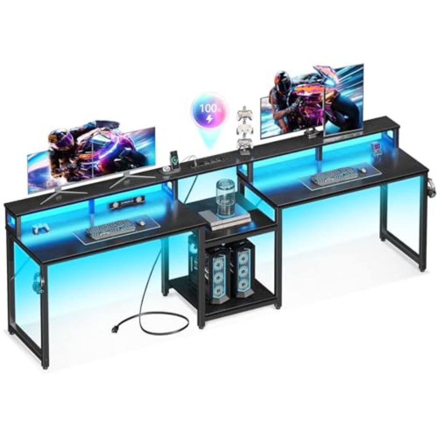 Desk Setup Dual Monitor - Bureau de jeu pour deux personnes,