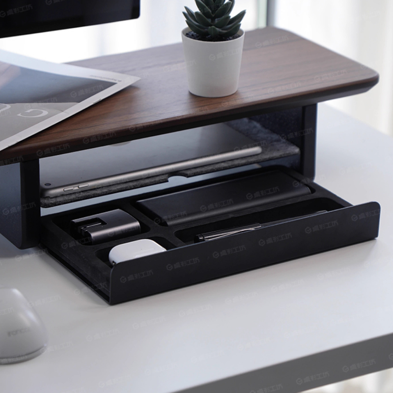 Desk Setup Office - Support de moniteur, tiroirs de rangement,