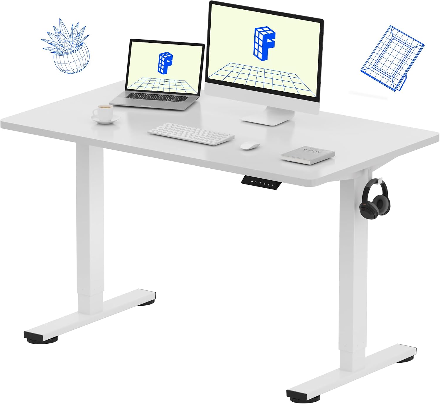 Desk Setup Dual Monitor - FLEXISPOT EN1 Bureau debout monobloc 48