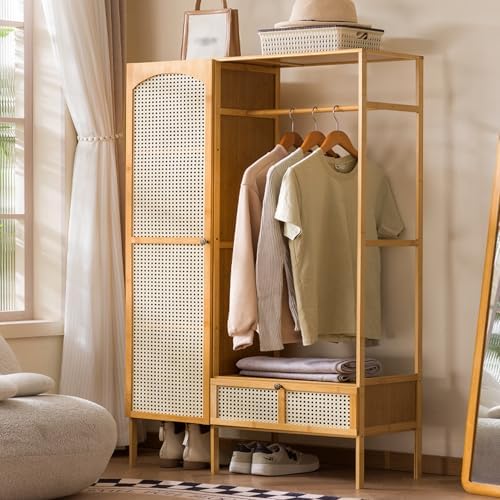 Drawer Organizer Bamboo - Porte-vêtements autoportant minimaliste en bambou avec