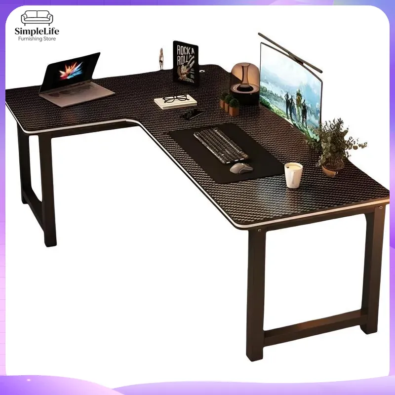Desk Setup Dual Monitor - Bureau d'angle pour jeux vidéo, bureau