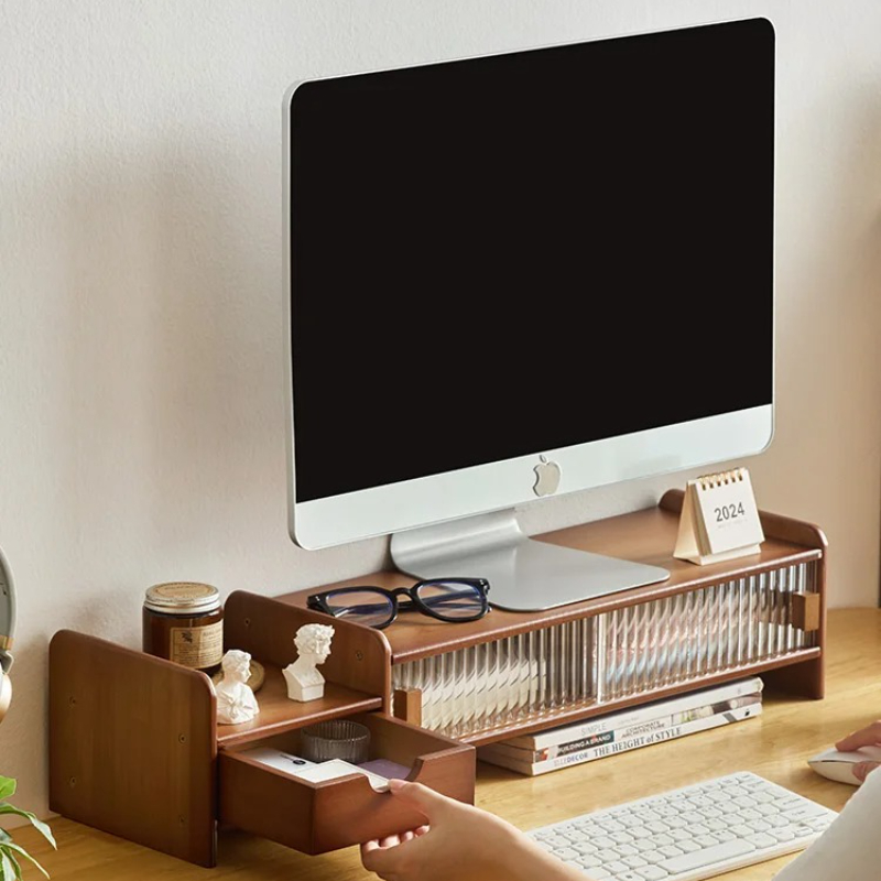 Drawer Organizer Bamboo - ‌ Support de moniteur avec tiroir