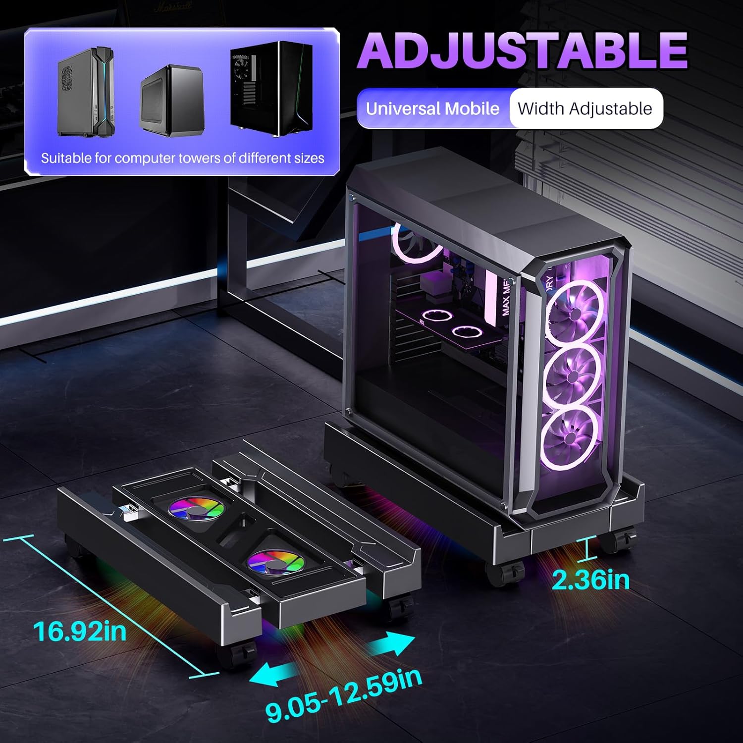 Desk Setup Rgb - Support de CPU d'ordinateur réglable, support