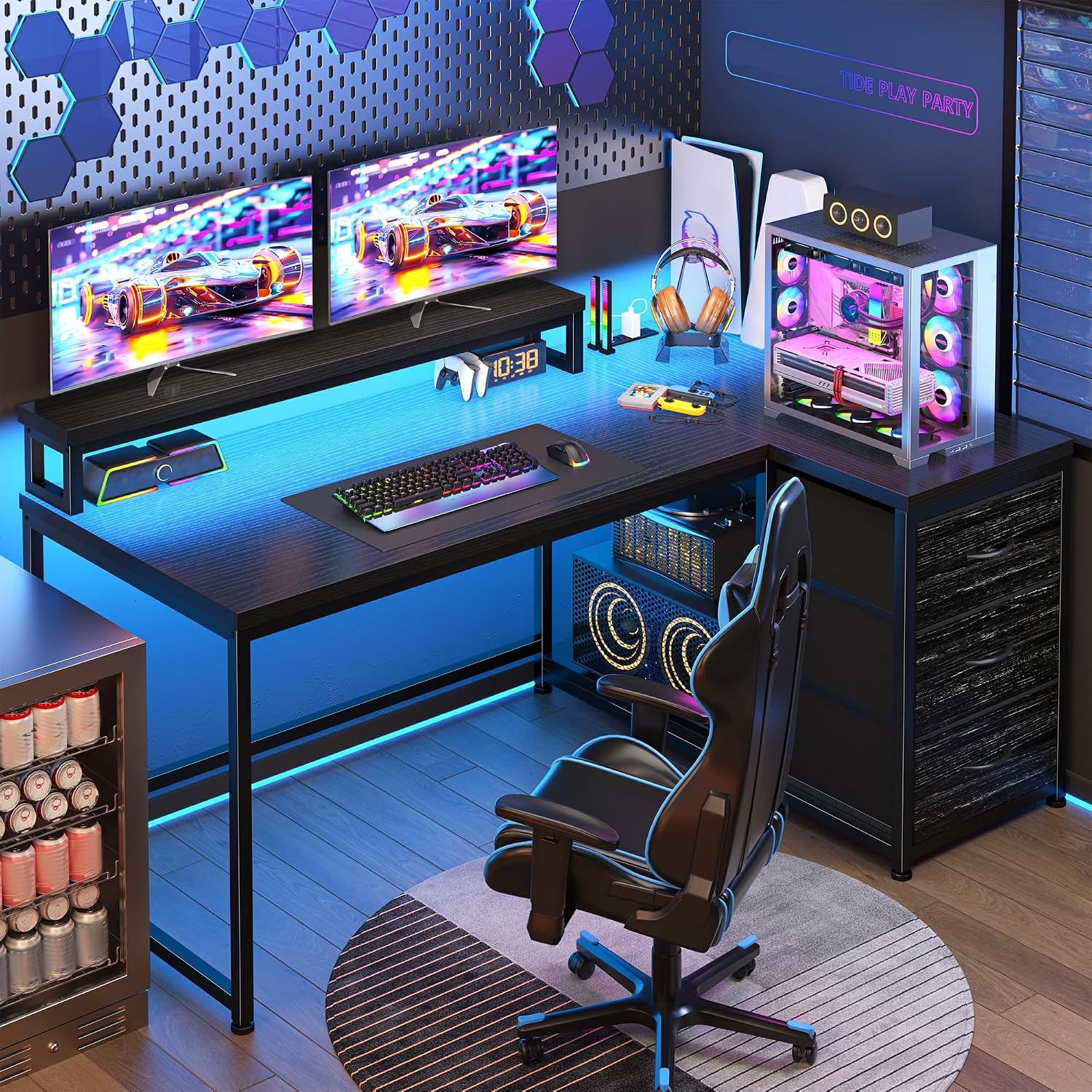 Desk Setup Rgb - Bureau de jeu avec 3 tiroirs