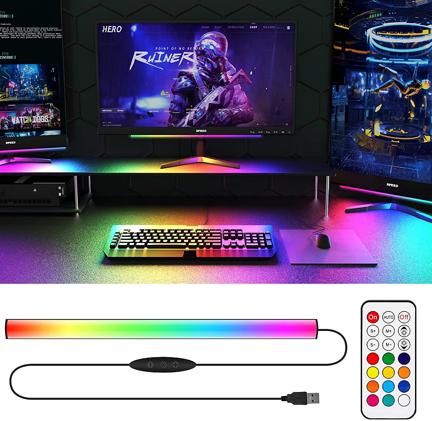 Desk Setup Rgb - Barre lumineuse RGB Dreamcolor, panneau néon