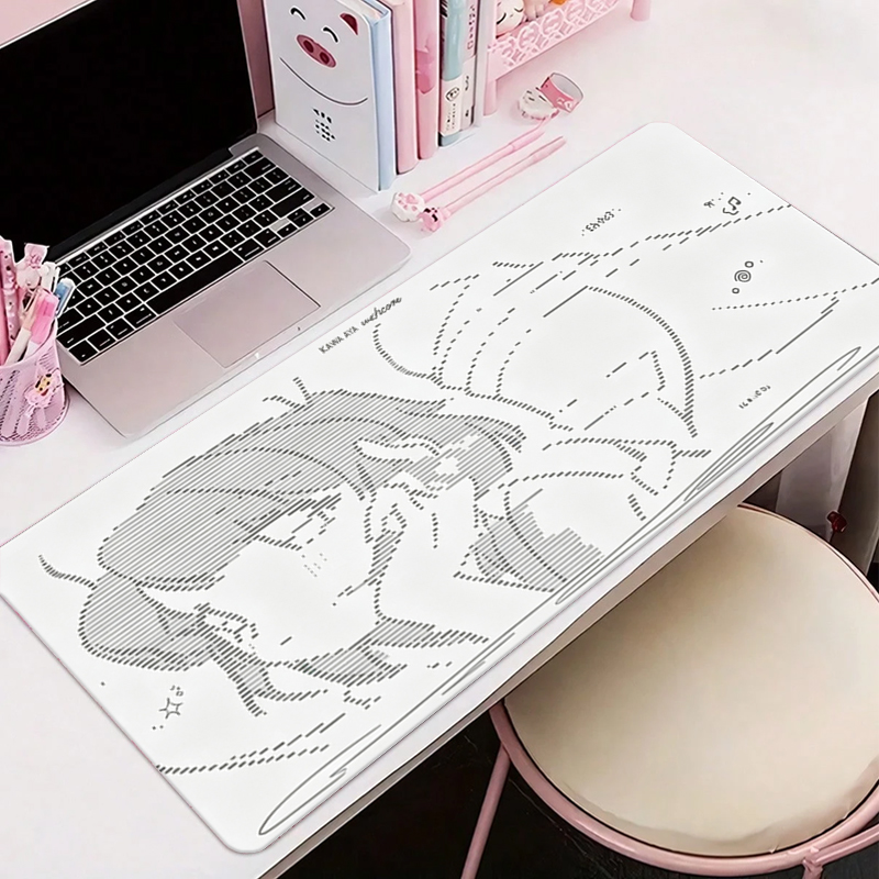 Desk Setup Kawaii - Tapis de souris en cuir, 1