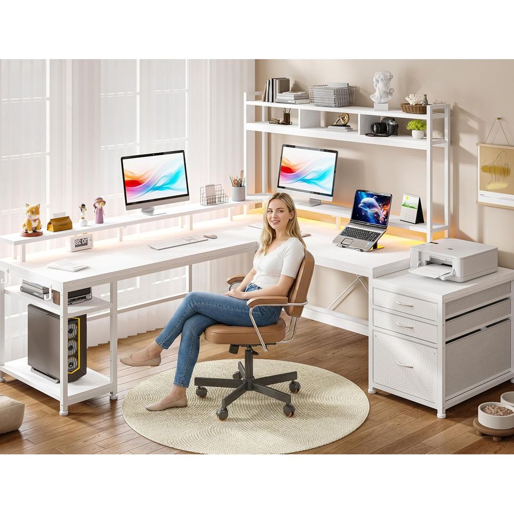 Bureau en L de 104 pouces pour - Desk Setup Dual Monitor avis et prix