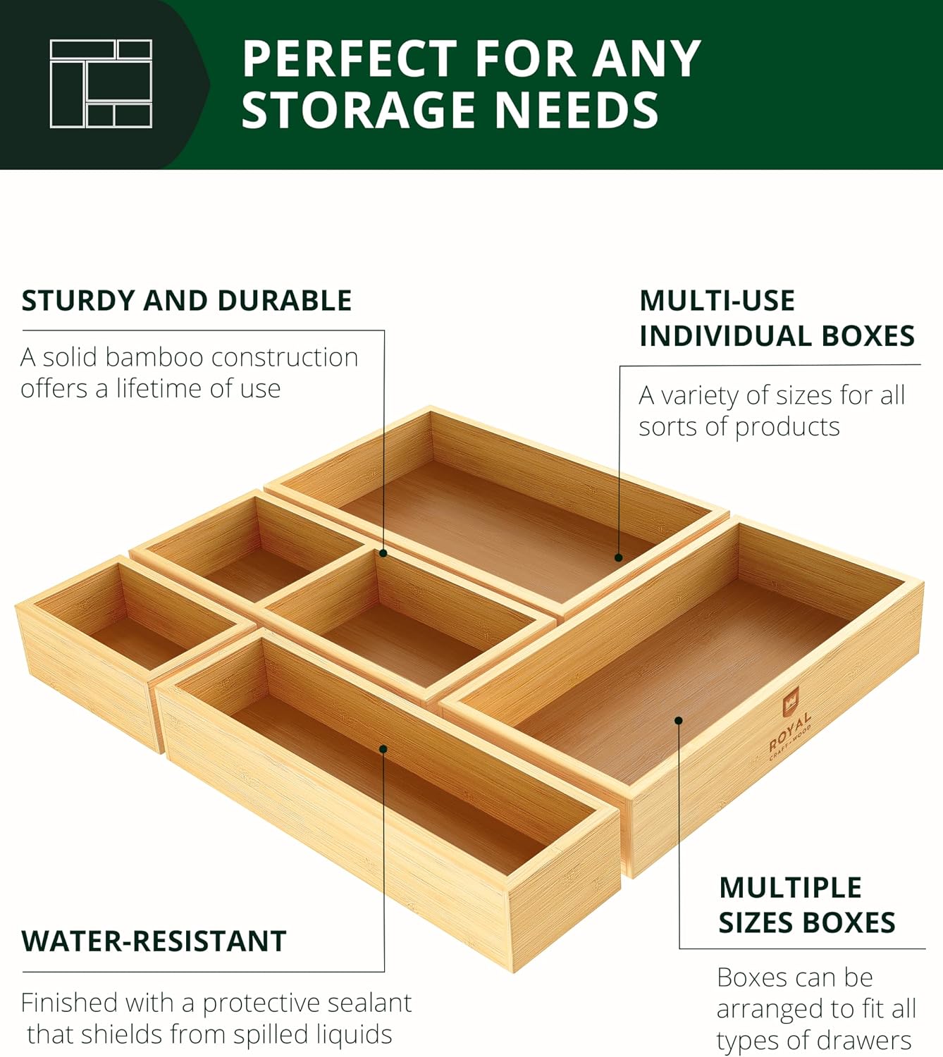 Ensemble de 5 organiseurs de t - Drawer Organizer Bamboo avis et prix