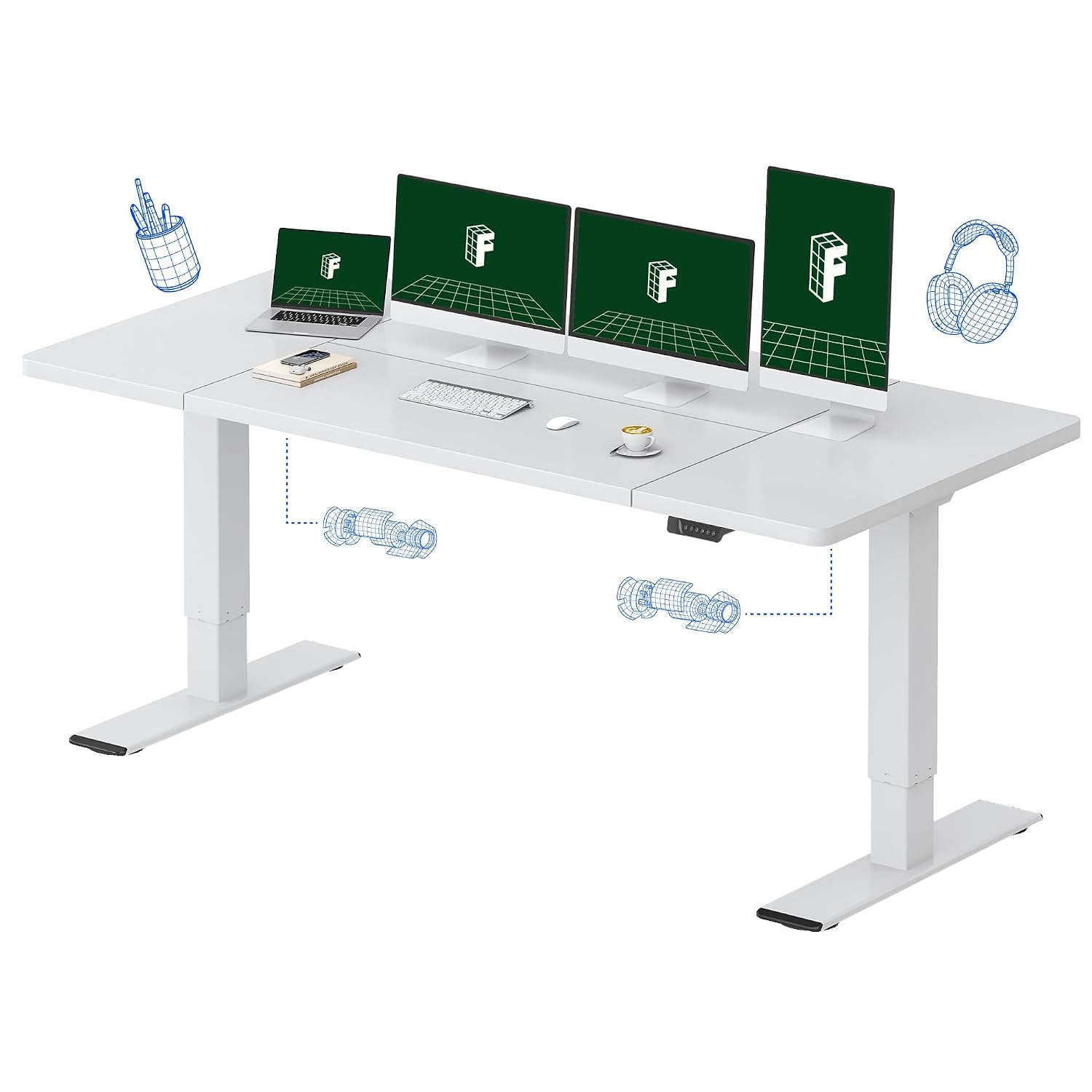 Grand bureau électrique réglab - Desk Setup Dual Monitor avis et prix